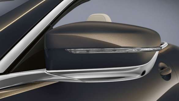 BMW M850i xDrive, cinza Dravit metalizado, espelho retrovisor exterior. BMW M850i xDrive, cinza Dravit metalizado, espelho retrovisor exterior.