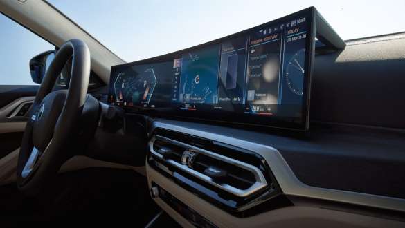 Ecrã curvo BMW, BMW i4, G26, 2021 Ecrã curvo BMW, BMW i4, G26, 2021, ecrã de controlos, interior