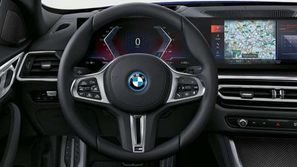 Volante M em pele, BMW i4 M50, G26, 2021 Volante M em pele, BMW i4 M50, G26, 2021, interior, cockpit