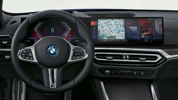 BMW Live Cockpit Professional com ecrã curvo BMW, BMW i4 M50, G26, 2021 BMW Live Cockpit Professional com ecrã curvo BMW, BMW i4 M50, G26, 2021, interior, cockpit