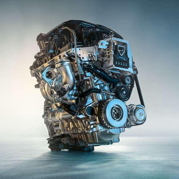 Motor do BMW M135i xDrive. Motor M TwinPower Turbo de quatro cilindros a gasolina do BMW M135i xDrive com 306 cv (225 kW).