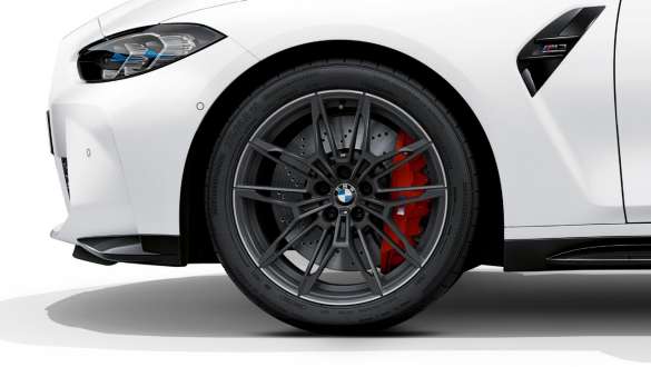 Jantes de liga leve BMW 825 M de 19"/20", forjadas, em cinza Orbit mate, BMW M3 Competition Berlina, G80, 2020 BMW M3 Competition Berlina, G80, 2020, jantes de liga leve BMW 825 M de 19"/20", forjadas, em cinza Orbit mate, grande plano das jantes
