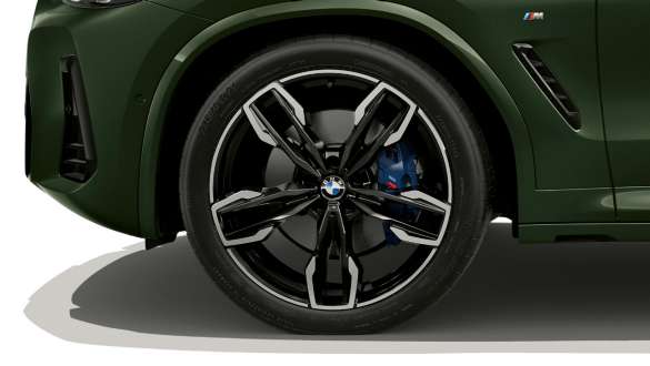 Jantes de liga leve BMW 718 M de raios duplos de 21", BMW X3 M40i e BMW X3 M40d, G01, LCI, atualização, 2021 BMW X3 M40i e BMW X3 M40d, G01, LCI, atualização, 2021,verde Malachite metalizada, jantes de liga leve BMW 718 M de raios duplos de 21”