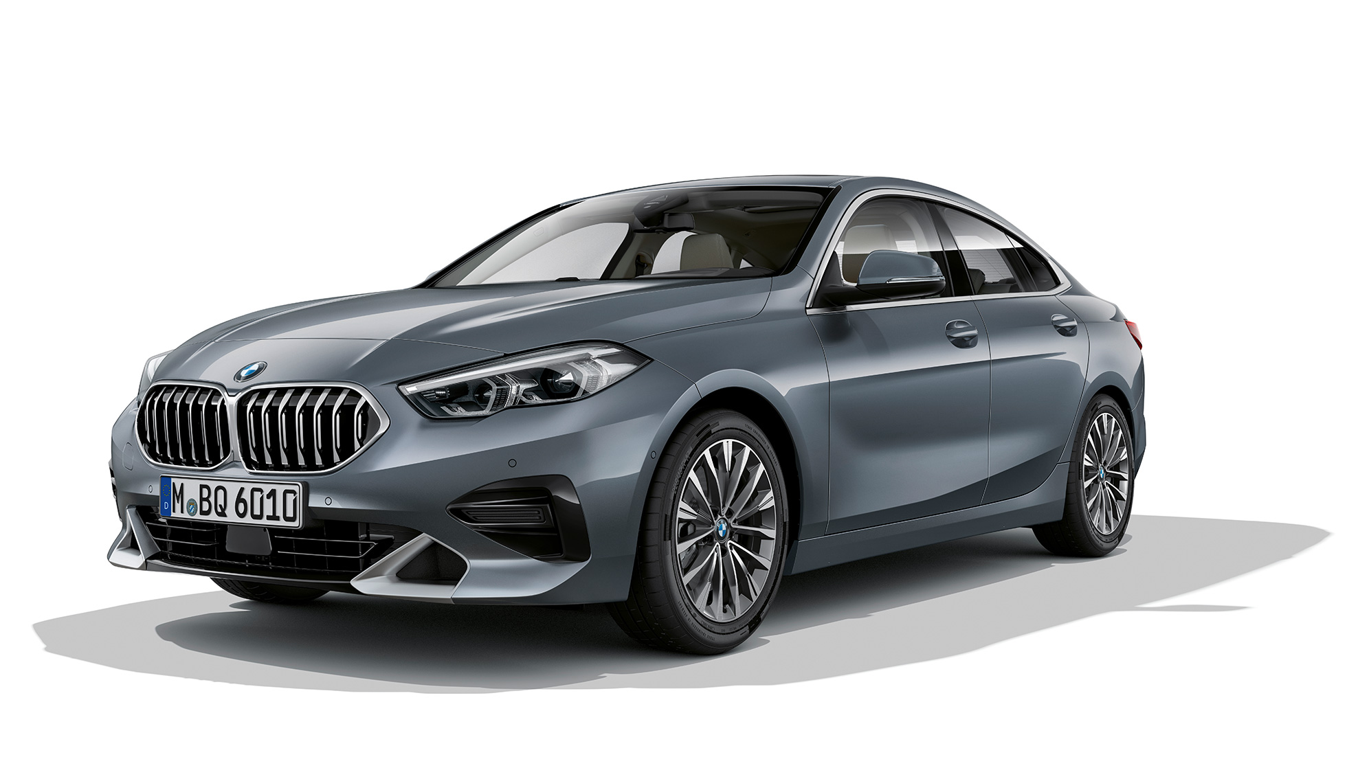 Grelha BMW em forma de rim, BMW Série 2 Gran Coupé, Versão Luxury Line Grelha BMW em forma de rim, BMW Série 2 Gran Coupé, Versão Luxury Line, pintura Storm Bay metalizada, F44, perspetiva frontal a três quartos