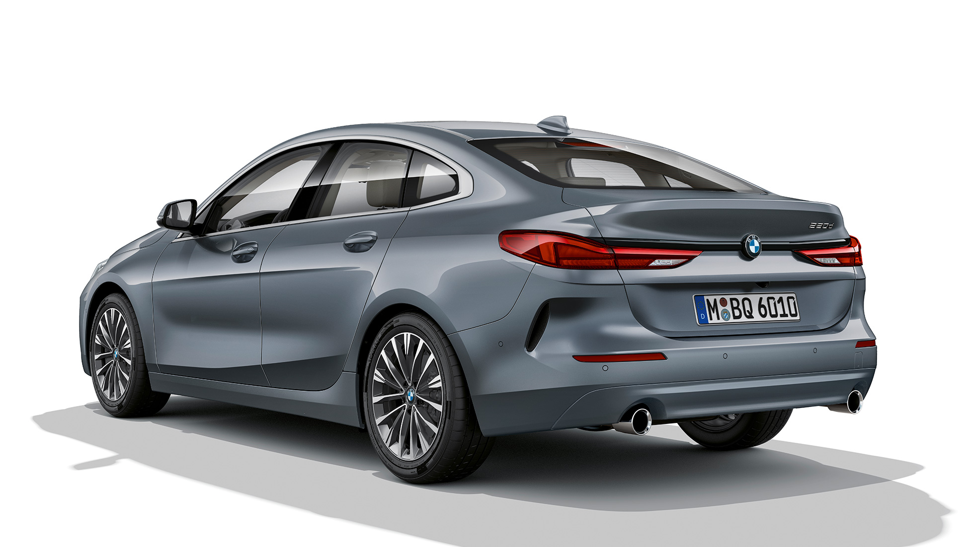 Jantes de liga leve de 17″, BMW Série 2 Gran Coupé, Versão Luxury Line Jantes de liga leve de 17″, BMW Série 2 Gran Coupé, Versão Luxury Line, pintura Storm Bay metalizada, F44 perspetiva lateral a três quartos