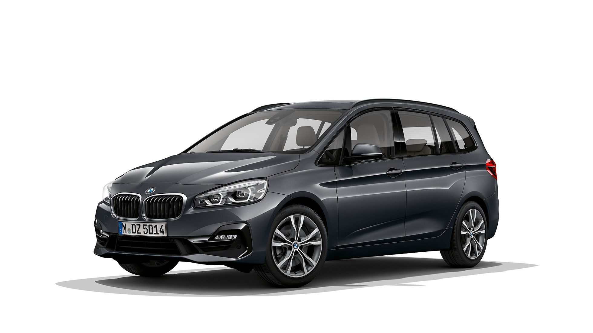 BMW Série 2 Gran Tourer, BMW 220d, F46, 2018, cinza Mineral metalizado, perspetiva frontal a três quartos 