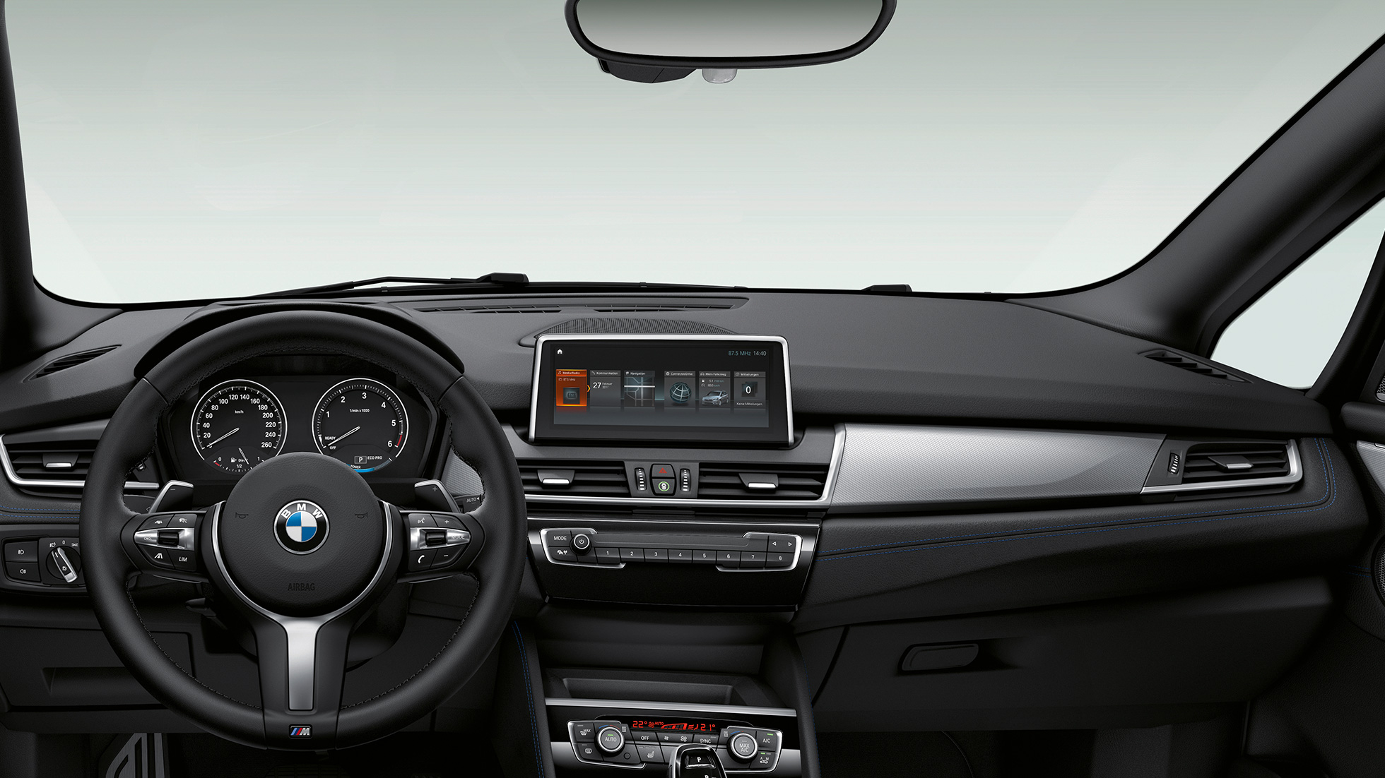 Posto de condução, BMW Série 2 Gran Tourer, BMW 218i Versão Advantage, F46, 2018, interior