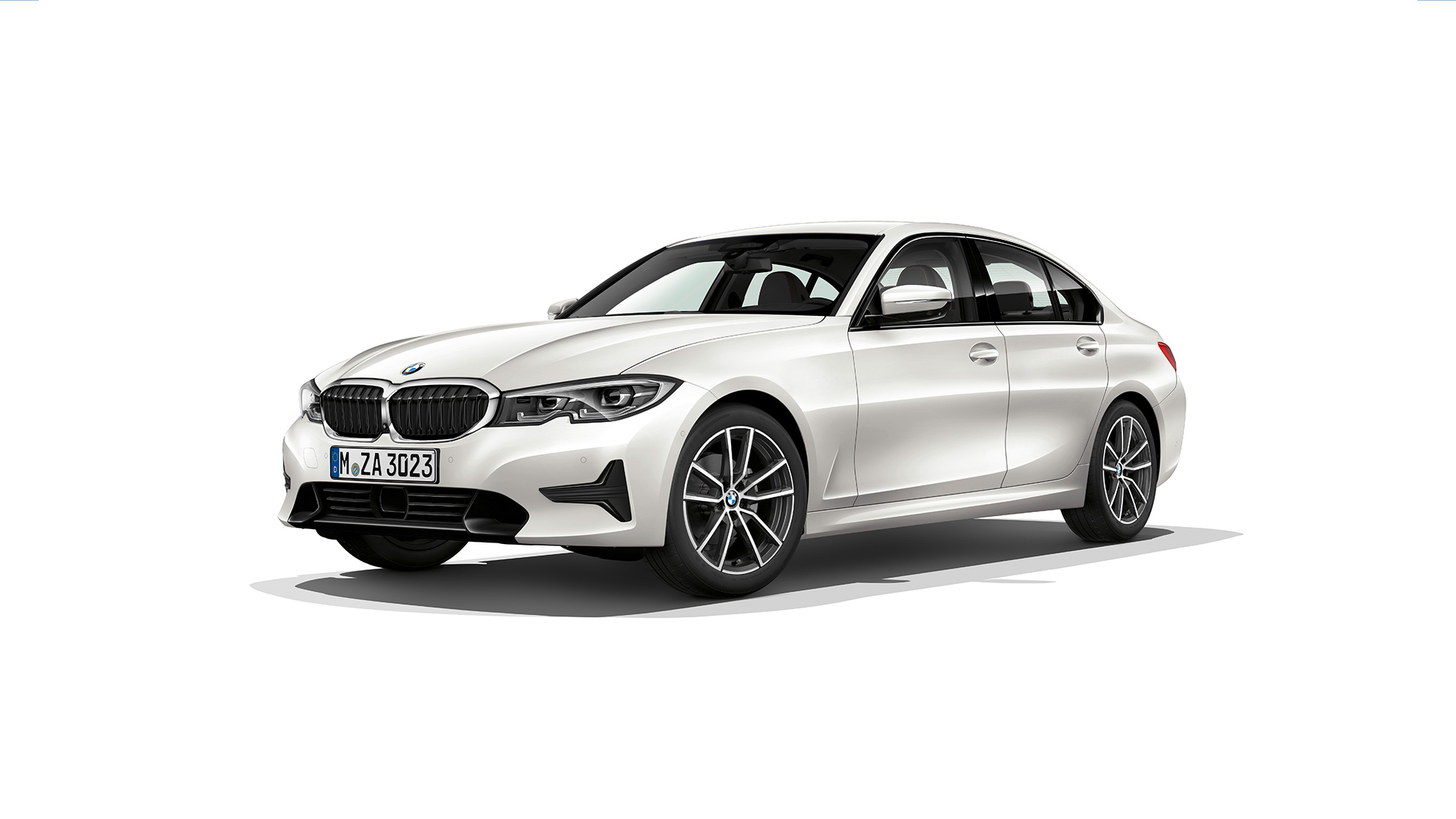 BMW Série 3 Berlina, Versão Line Sport. Perspetiva lateral do BMW Série 3 Berlina parado, equipado com a Versão Line Sport.