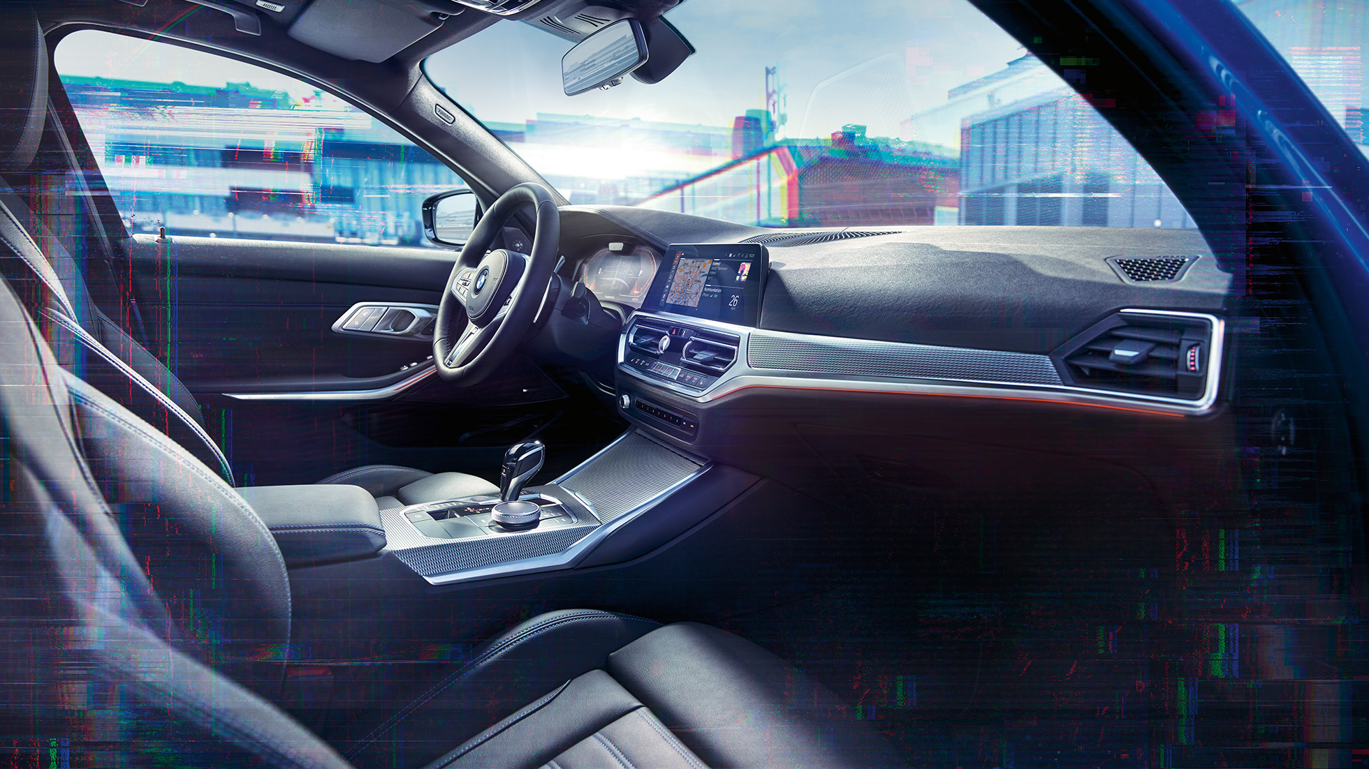 BMW Série 3 Berlina, BMW Live Cockpit Professional. Grande plano do interior do BMW Série 3 Berlina com BMW Live Cockpit Professional.