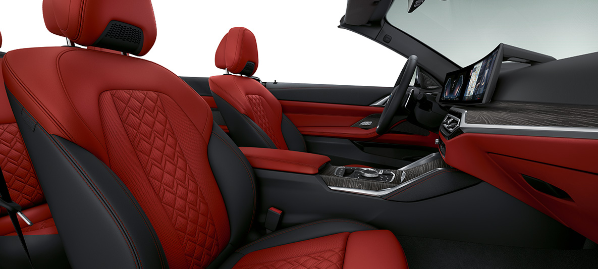 Pele integral Merino BMW Individual em vermelho Fiona/preto, BMW Série 4 Cabrio, 2020, G23, interior Pele integral Merino BMW Individual em vermelho Fiona/preto, BMW Série 4 Cabrio, G23, 2020, interior