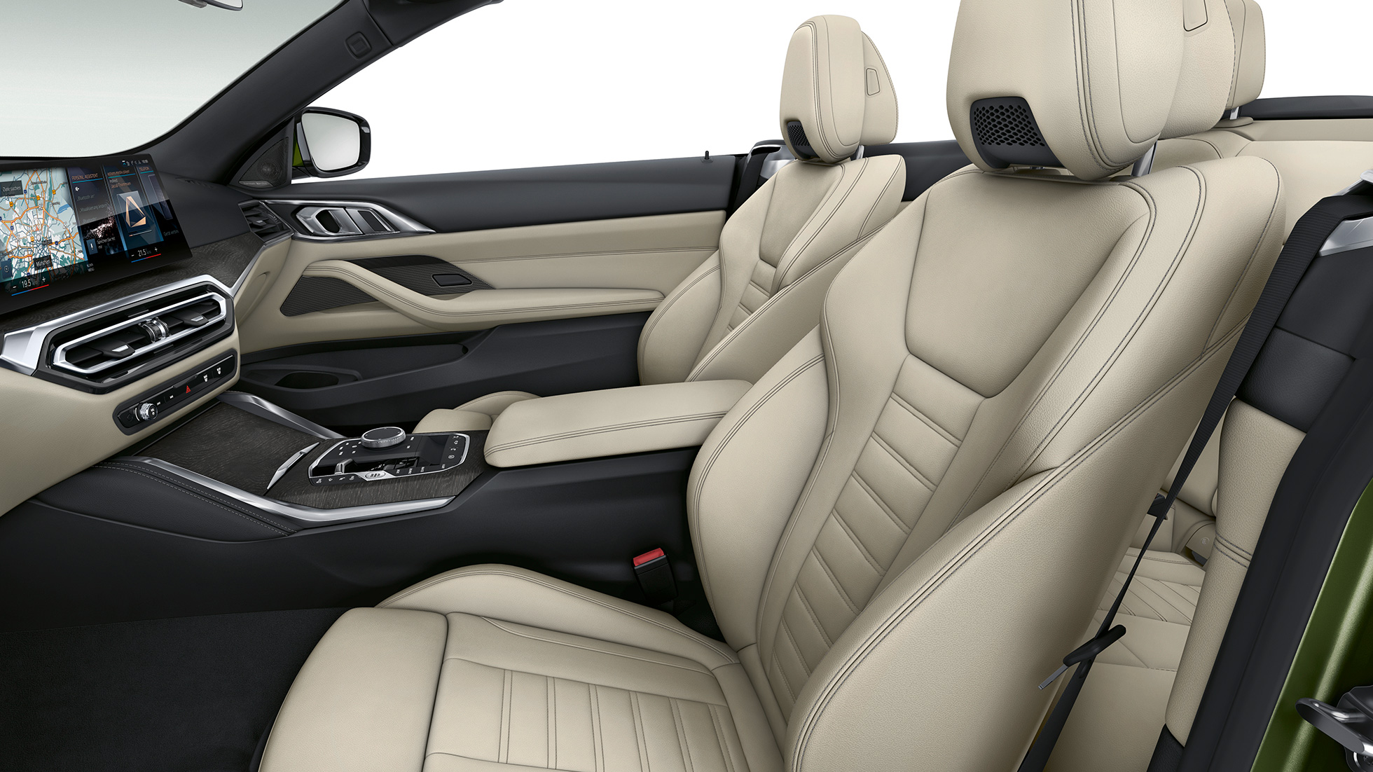 Bancos desportivos do BMW Série 4 Cabrio, Versão Desportiva M, G23, 2020 Bancos desportivos em pele Exclusive do BMW Série 4 Cabrio, G23, 2020, Versão Desportiva M, interior