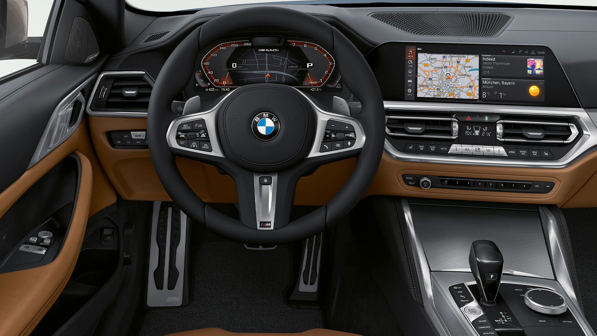 Posto de condução do BMW Série 4 Coupé, G22, 2020 BMW Série 4 Coupé, G22, 2020, interior, posto de condução