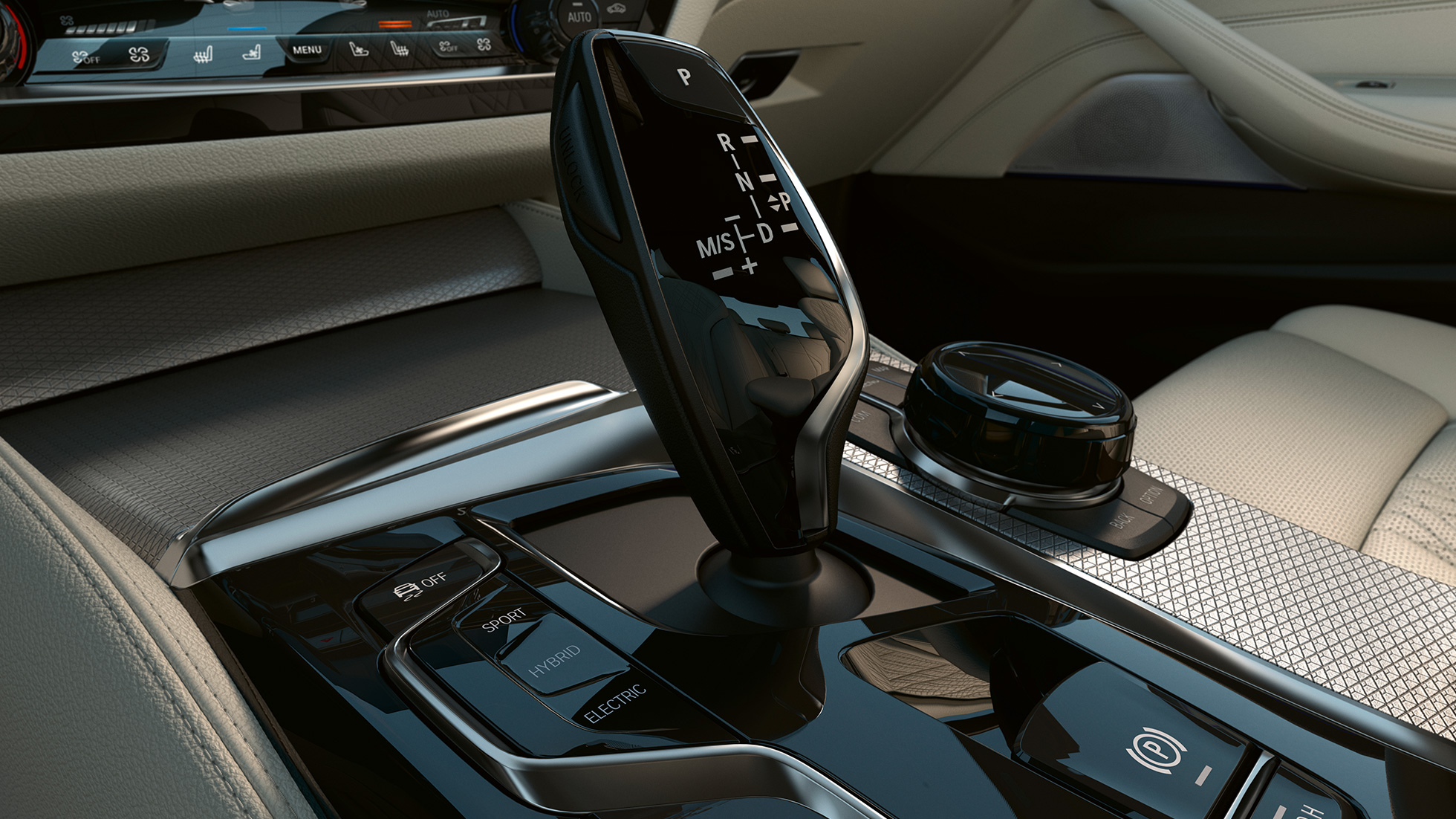 Elementos de controlo, BMW Série 5 Berlina, G30 Elementos de controlo em preto brilhante, BMW Série 5 Berlina, G30, atualização, 2020, interior