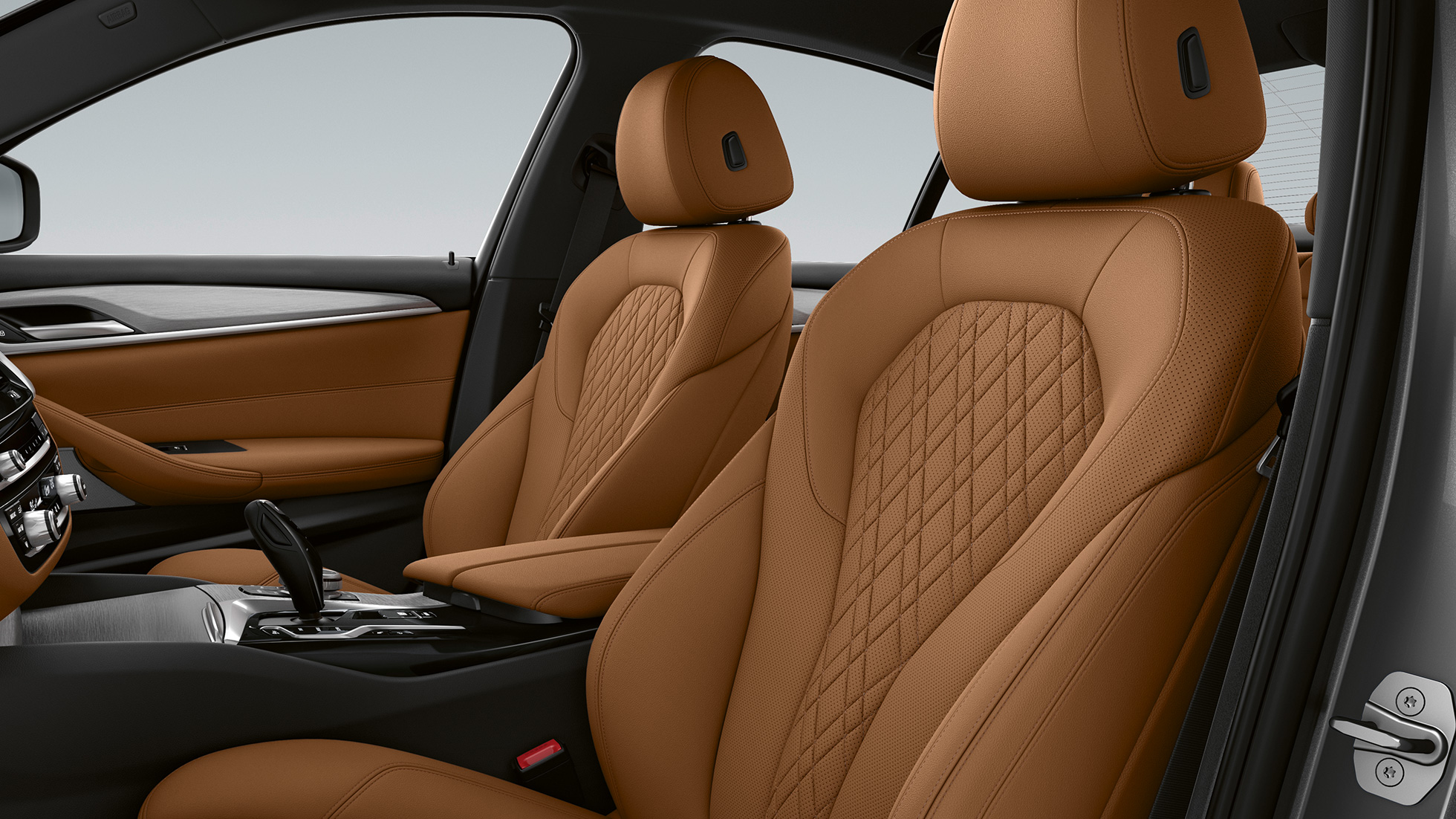 Estofos, BMW Série 5 Berlina, G30, versão base Estofos em Sensatec em Cognac, BMW Série 5 Berlina 540i, G30, 2020, versão base, interior