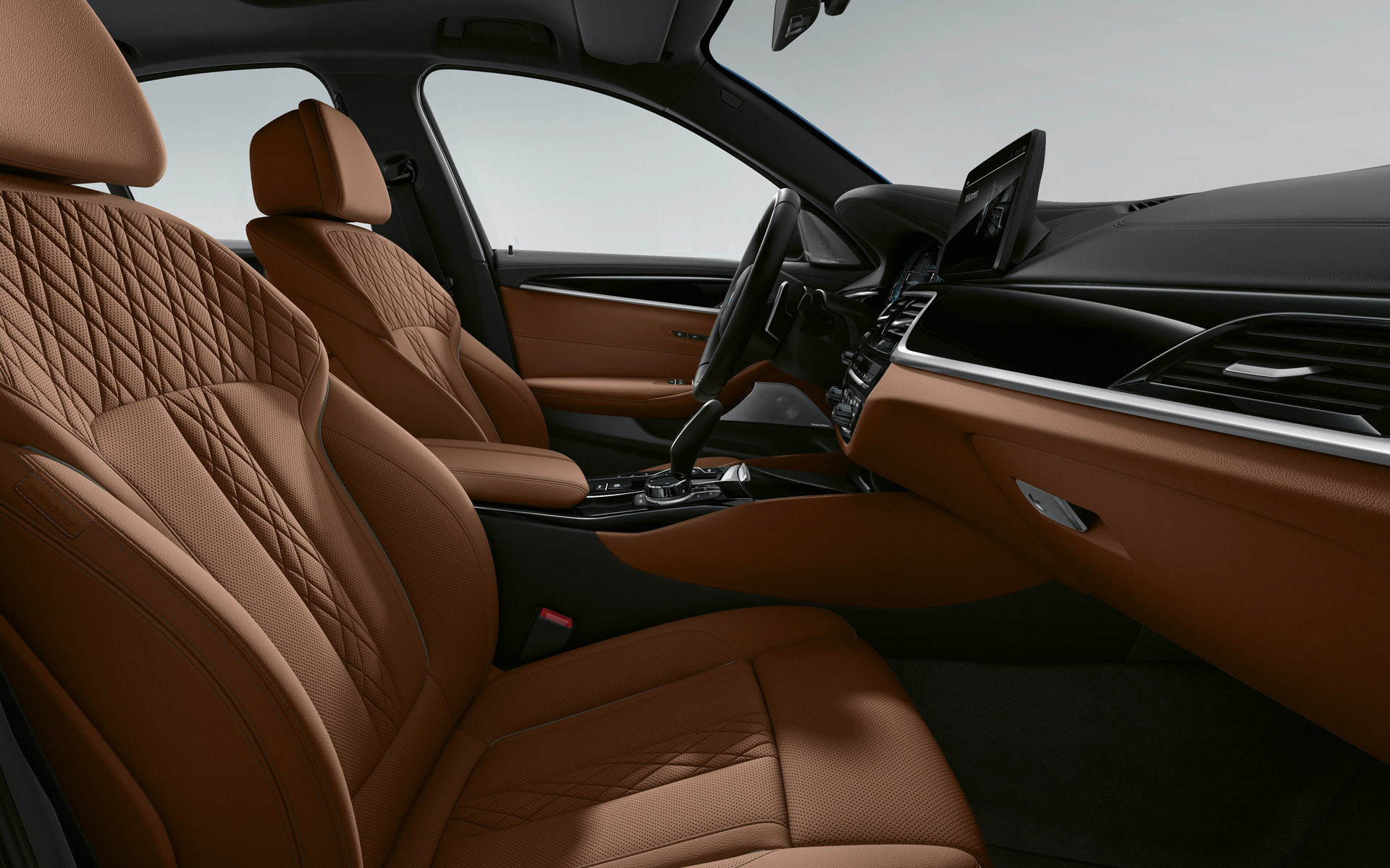 BMW Série 5 Berlina, G30, LCI, interior, em pele integral Merino BMW Individual – Tartufo BMW Série 5 Berlina, G30, atualização, 2020, interior, em pele integral Merino BMW Individual – Tartufo