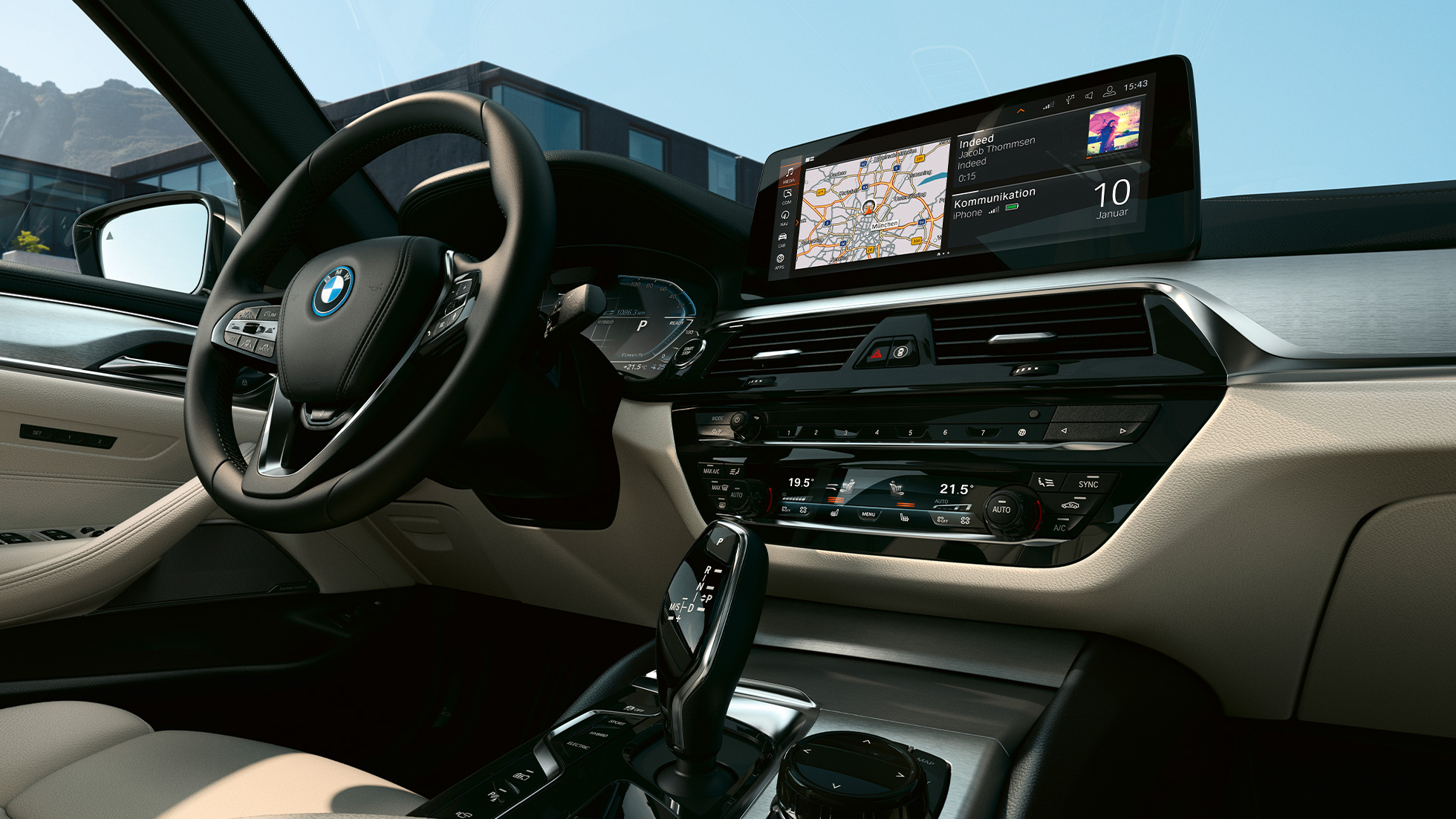 Posto de condução, BMW Série 5 Touring, G31 Posto de condução, BMW Série 5 Touring, G31, atualização, 2020, pintura cinza Sophisto, interior