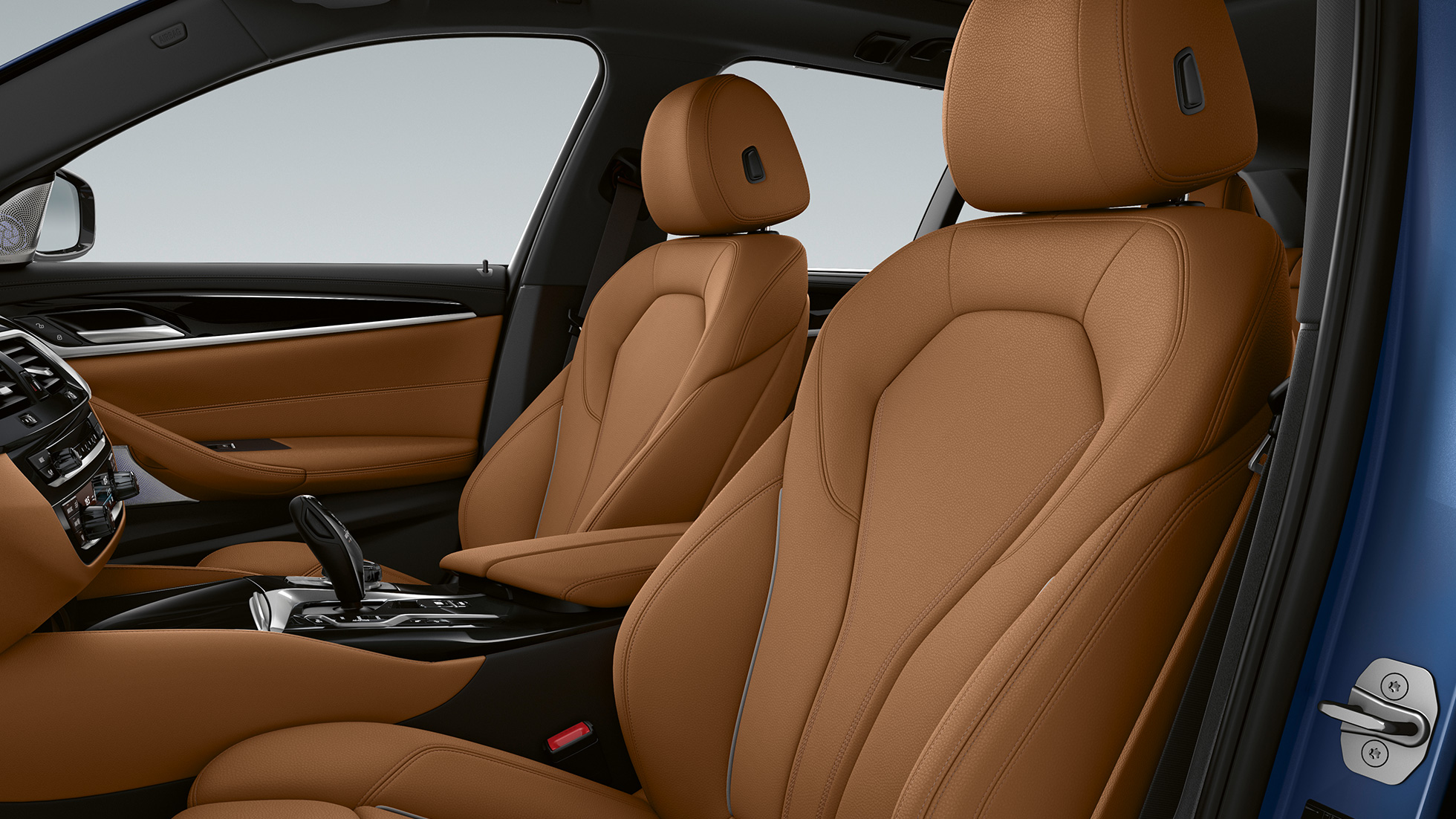 Estofos, BMW Série 5 Touring, G31, Pack Desportivo M Estofos em pele Dakota em Cognac com costuras exclusivas, BMW Série 5 Touring 530e, G31, 2020, Pack Desportivo M, interior