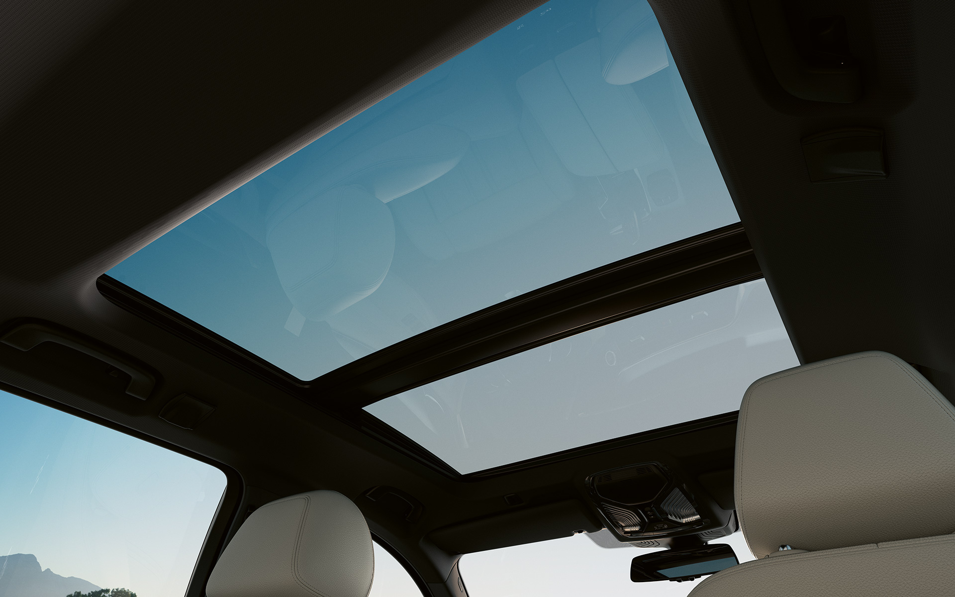 Teto de abrir panorâmico, BMW Série 5 Touring, G31, LCI Teto de abrir panorâmico fechado, BMW Série 5 Touring, G31, atualização, 2020, cinza, interior