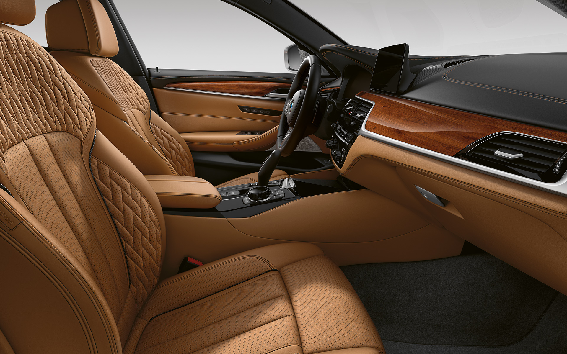 BMW Série 5 Touring, G31, LCI, interior, em pele integral Merino BMW Individual – branco Smoke BMW Série 5 Touring, G31, atualização, 2020, interior, em pele integral Merino BMW Individual – branco Smoke
