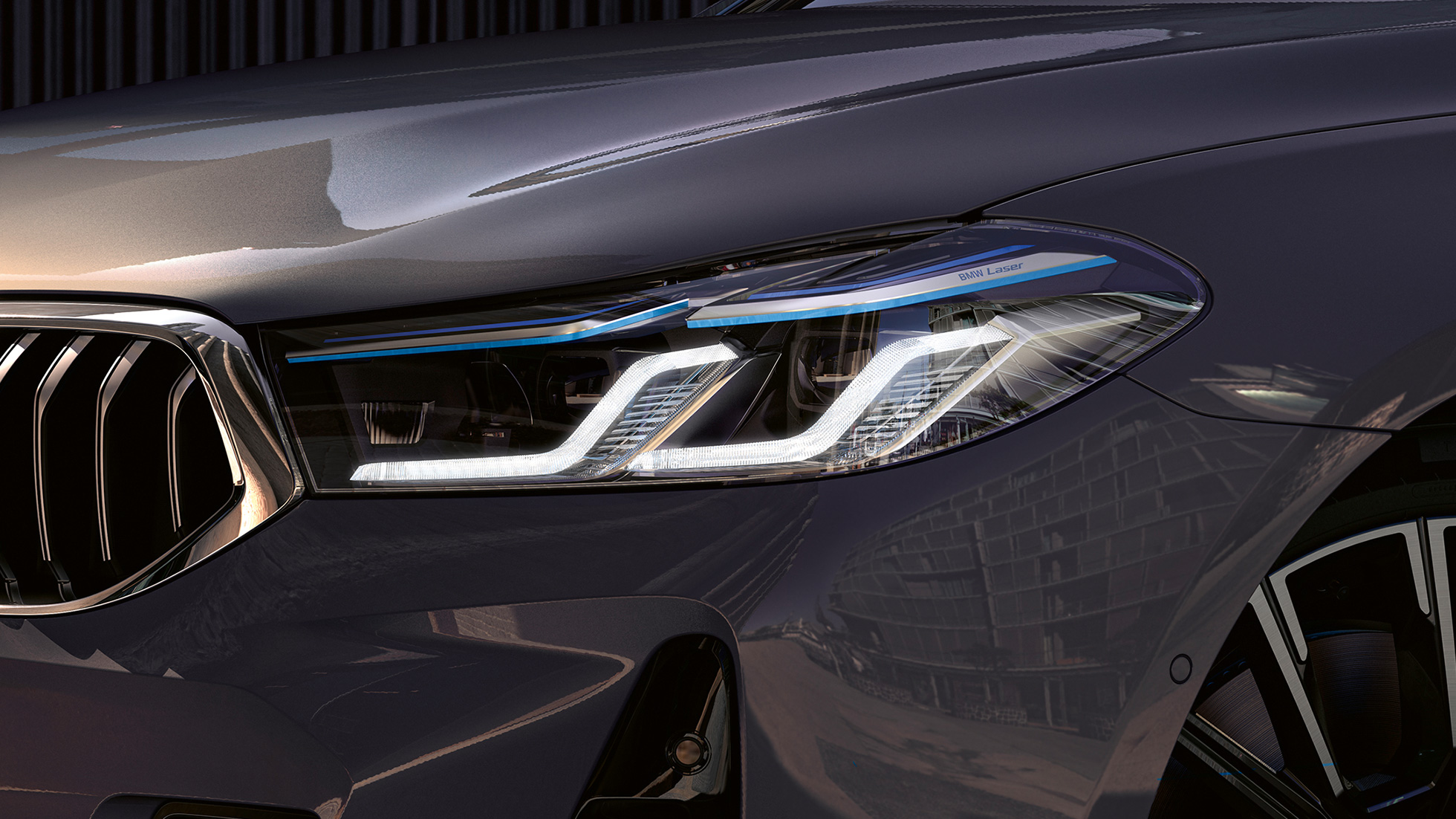 BMW Laserlight, BMW Série 6 Gran Turismo, BMW 640i xDrive, G32, 2020 BMW Laserlight, BMW Série 6 Gran Turismo, BMW 640i xDrive, G32, 2020, pintura cinza Bernina, grande plano frontal