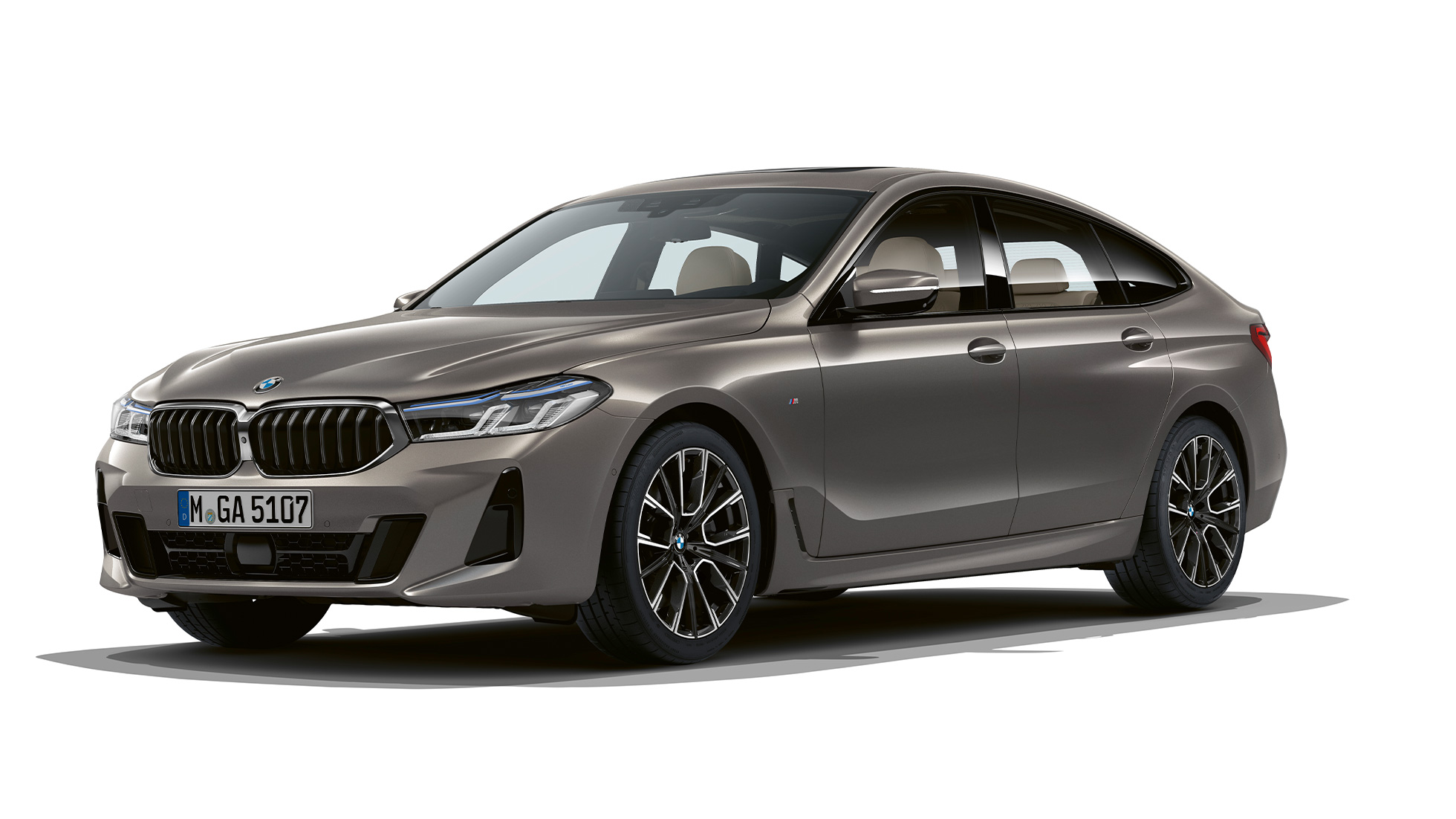 BMW Série 6 Gran Turismo, Pack Desportivo M, G32, 2020 BMW 6 Series Gran Turismo, G32, BMW 640i xDrive, 2020, Pack Desportivo M, pintura cinza Bernina com efeito âmbar, perspetiva frontal a três quartos