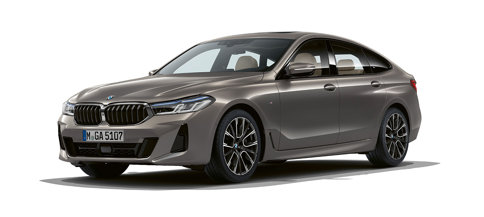 BMW Série 6 Gran Turismo, G32, 2020 BMW Série 6 Gran Turismo, BMW 640i xDrive, G32, 2020, pintura cinza Bernina, perspetiva lateral dianteira a três quartos
