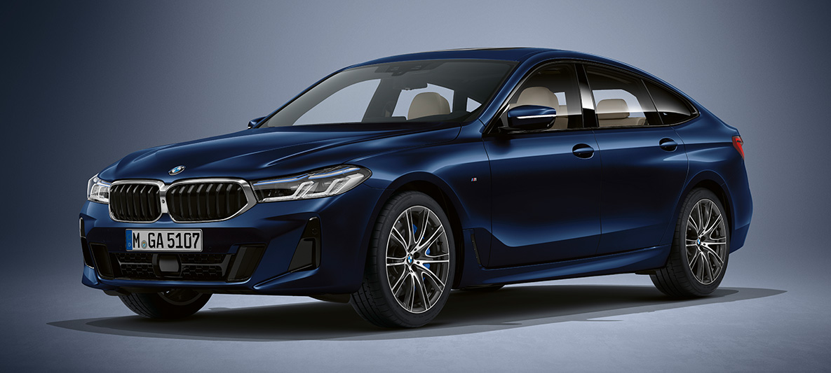 Pintura azul Tanzanite BMW Individual metalizada, BMW Série 6 Gran Turismo, G32, 2020 Pintura azul Tanzanite BMW Individual metalizada, BMW Série 6 Gran Turismo, G32, 2020, perspetiva frontal a três quartos, veículo parado