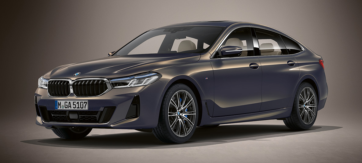 Pintura azul Tanzanite BMW Individual metalizada, BMW Série 6 Gran Turismo, G32, 2020 Pintura azul Tanzanite BMW Individual metalizada, BMW Série 6 Gran Turismo, G32, 2020, perspetiva frontal a três quartos, veículo parado