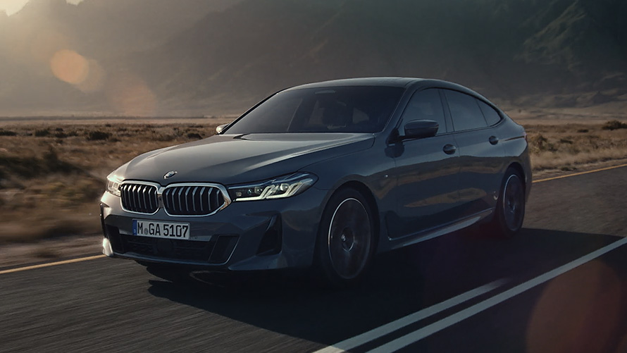 Exterior, BMW Série 6 Gran Turismo, G32, 2020 BMW Série 6 Gran Turismo 640i xDrive, G32, 2020, pintura cinza Bernina, perspetiva aérea