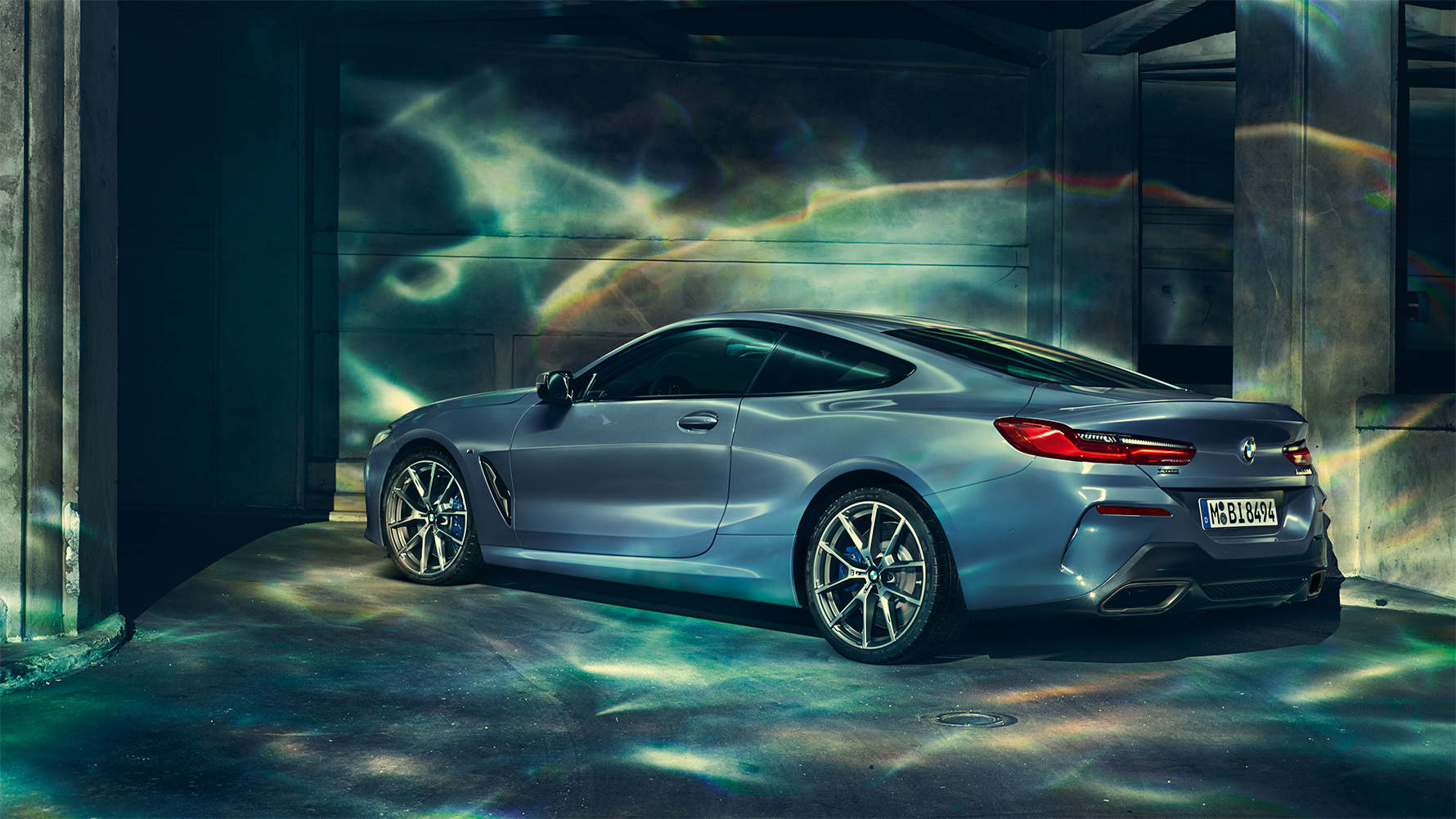 The BMW 8 Series, three-quarters front A three-quarter front still shot of the BMW 8 Series Coupé in an urban setting.