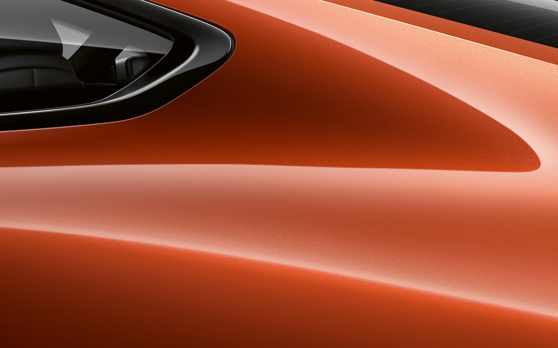 BMW 8 Series Coupé, close-up of C pillar Close-up of the C pillar of the BMW 8 Series Coupé in Sunset Orange metallic.