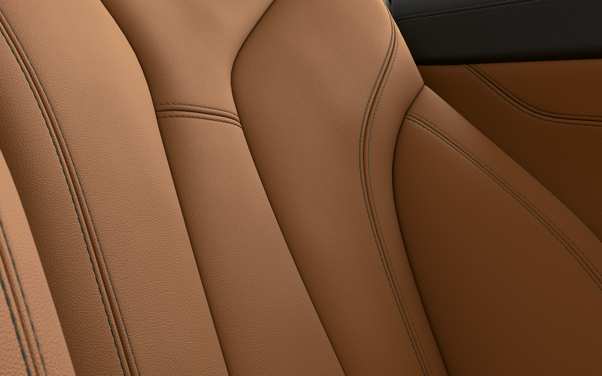 BMW 8 Series Coupé, upholstery Close-up of the upholstery and stitching of the BMW 8 Series Coupé.