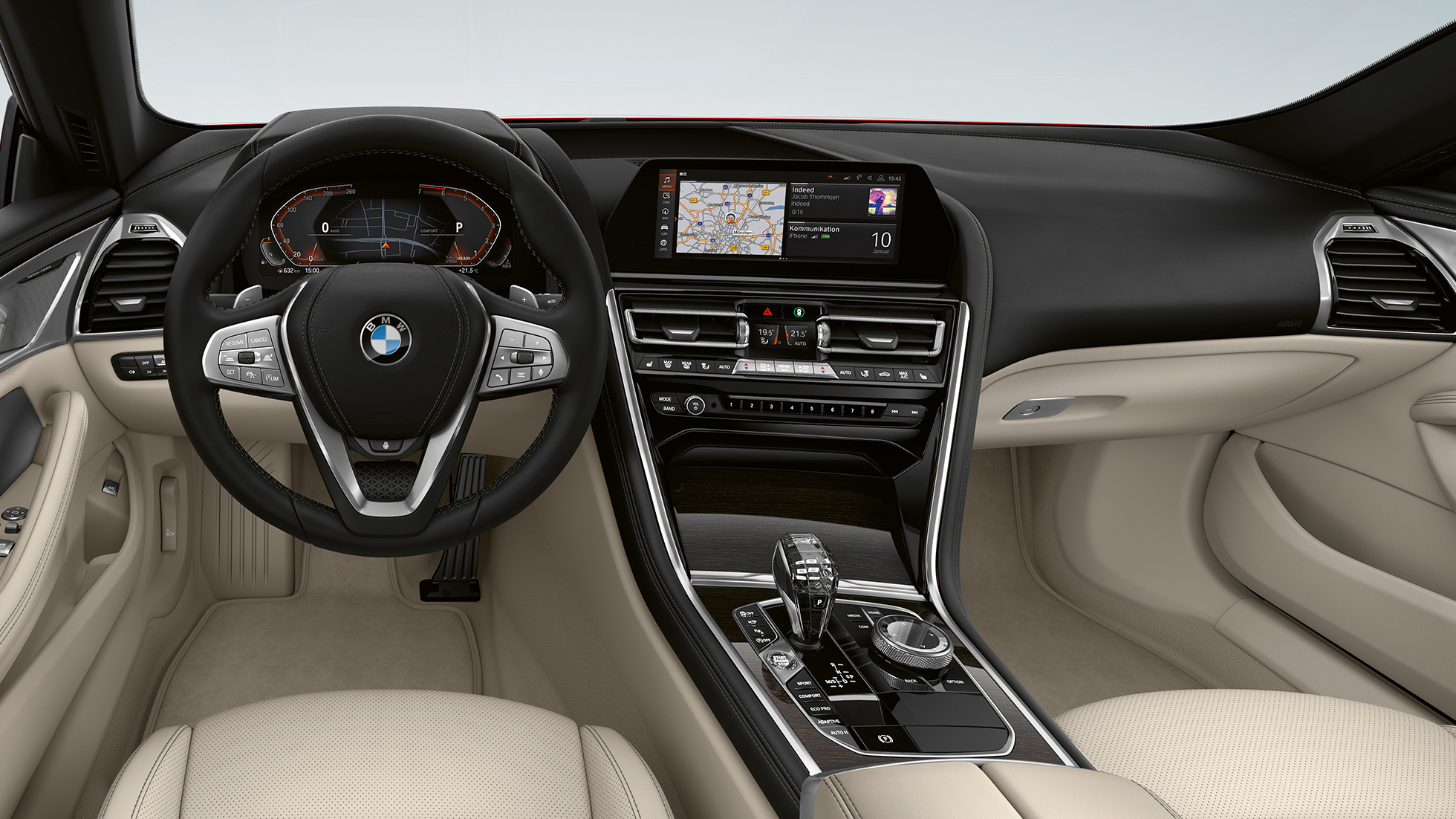 Posto de condução da versão base BMW Série 8 Gran Coupé, posto de condução da versão base