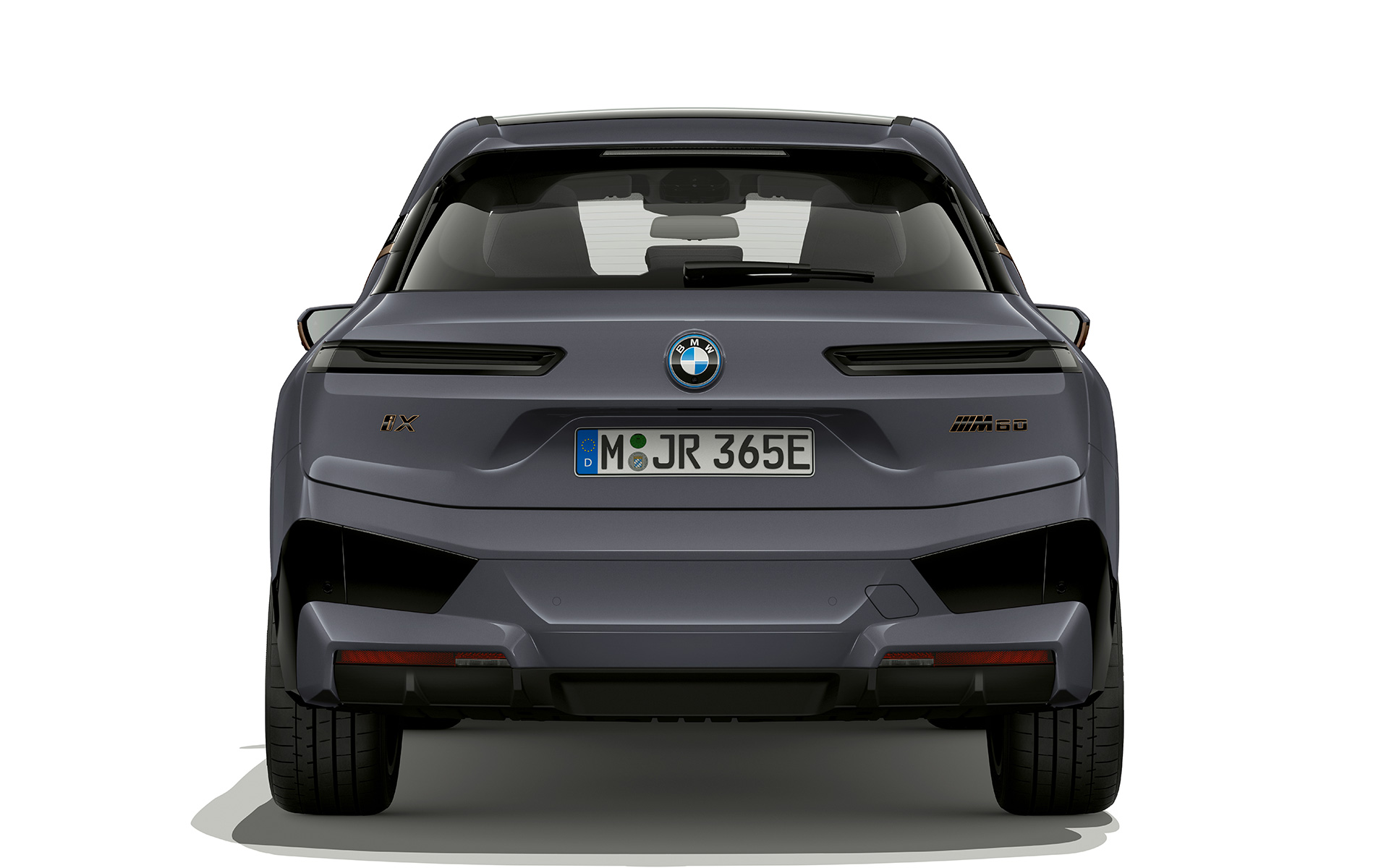 BMW iX M60, i20, 2022, SUV elétrico, pintura Storm Bay BMW Individual metalizada, perspetiva traseira, luzes Shadow Line