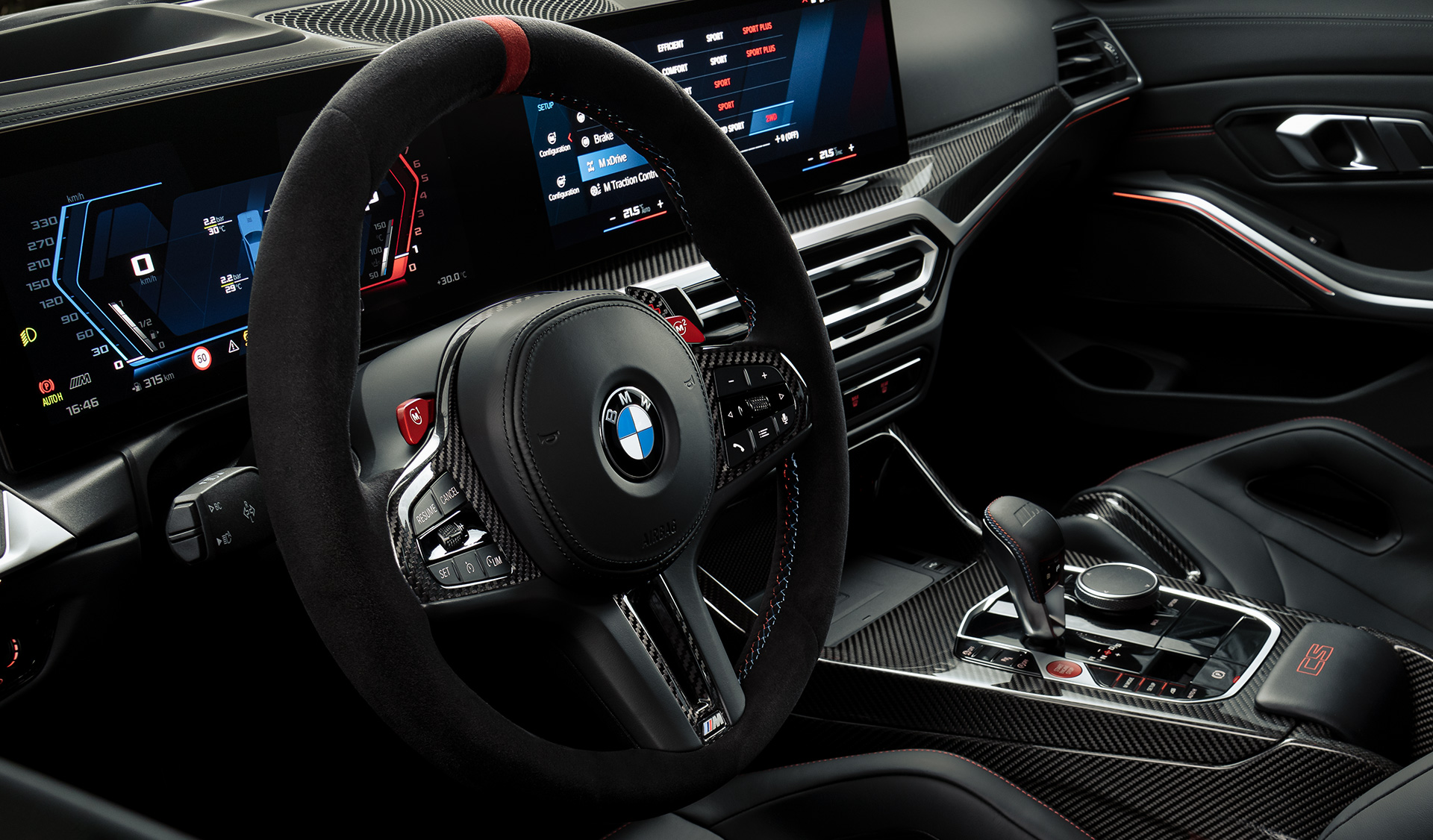 Volante M em pele em Alcantara, BMW M3 CS, G80 BMW M3 CS, G80, volante M em pele em Alcantara