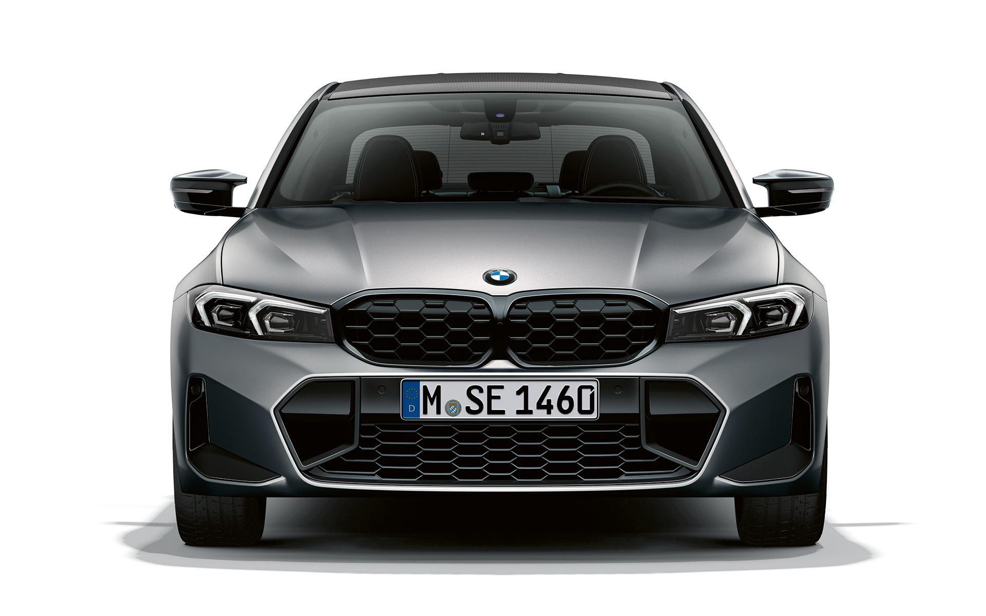 Perspetiva dianteira, grelha BMW em forma de rim com nós, BMW M340i xDrive Berlina, G20 BMW M340i xDrive Berlina, G20, pintura cinza Frozen Pure BMW Individual, perspetiva dianteira com grelha BMW em forma de rim
