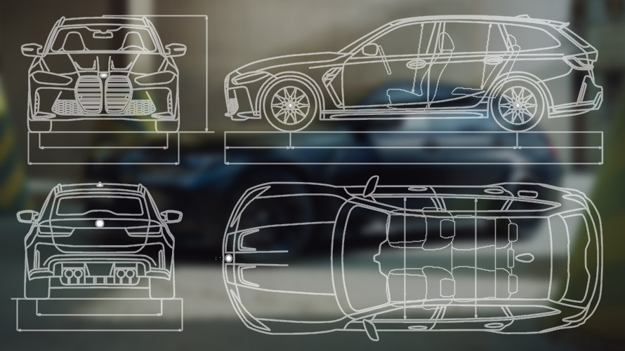 Dimensões dos desenhos, BMW M3 Competition Touring, G81 BMW M3 Competition Touring, G81, dimensões dos desenhos