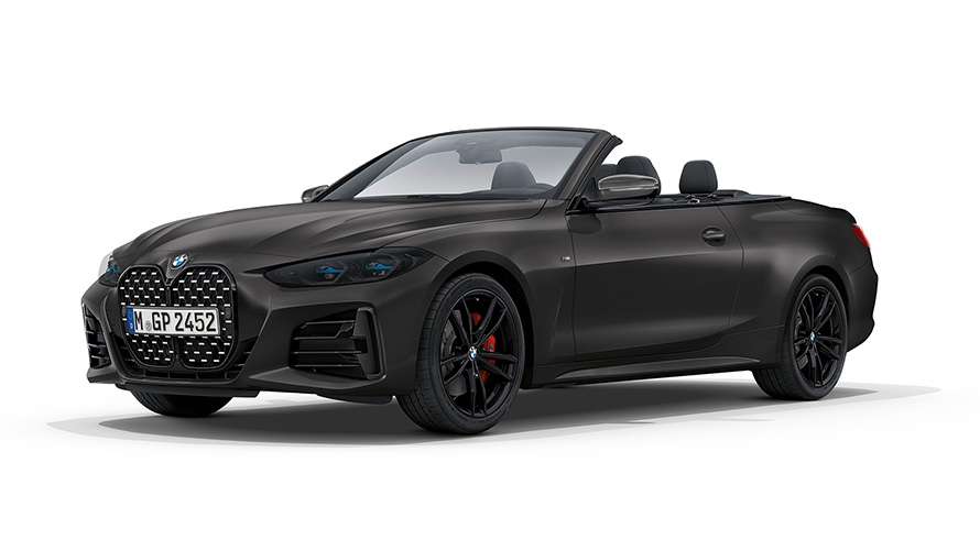 BMW M440i xDrive Cabrio, G23, 2020, pintura azul Frozen Portimao metalizada BMW Individual, perspetiva frontal a três quartos