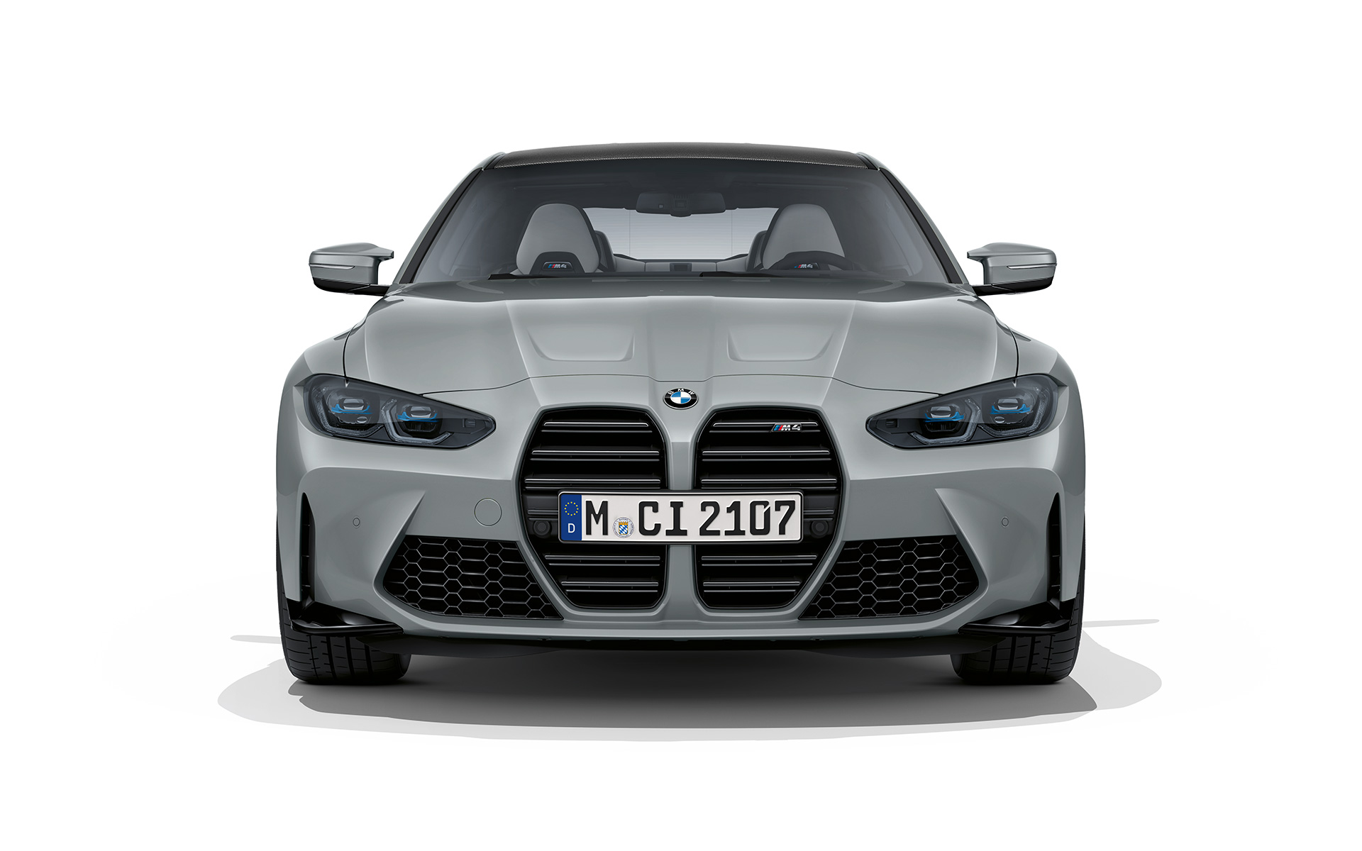 BMW M4 Coupé, G82, 2020, pintura cinza Brooklyn metalizada, perspetiva dianteira