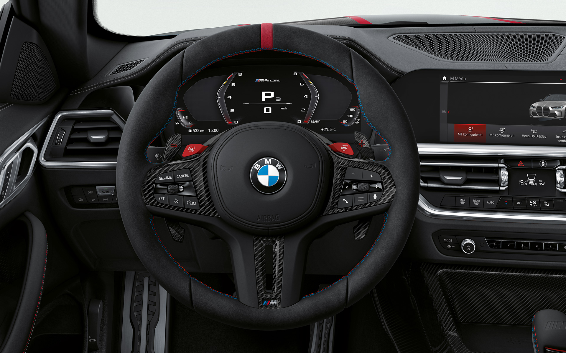 Volante M em pele em Alcantara, BMW M4 CSL, G82 BMW M4 CSL, G82, interior, volante M em pele em Alcantara