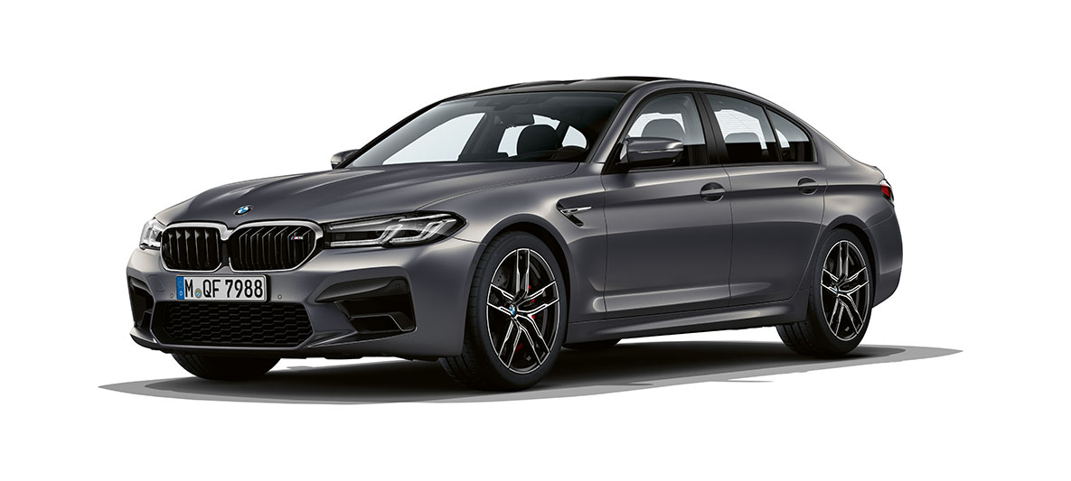 BMW M5, F90 LCI, atualização, 2020, perspetiva frontal a três quartos BMW M5, F90 LCI, atualização, 2020, cinza Brands Hatch metalizado, perspetiva frontal a três quartos