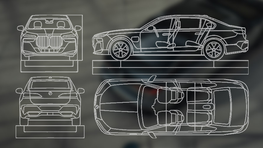 Dimensões dos desenhos, BMW M760e xDrive Berlina, G70 Dimensões dos desenhos, BMW M760e xDrive Berlina, G70