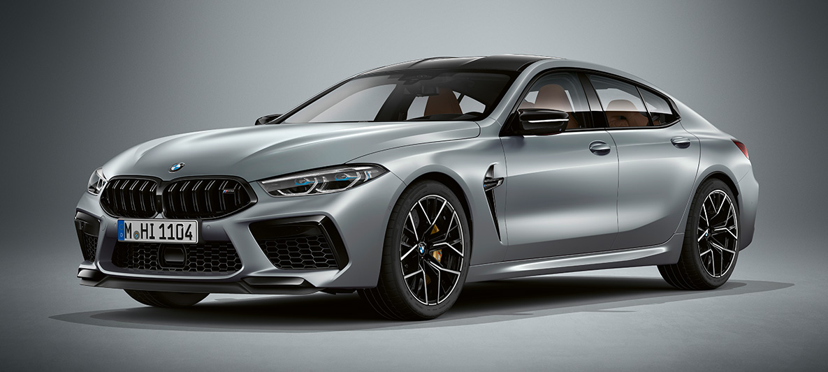 BMW M8 Competition Gran Coupé, Frozen Bluestone BMW Individual metalizada BMW M8 Competition Gran Coupé, perspetiva frontal a três quartos, F93, 2020, Frozen Bluestone BMW Individual metalizada, perspetiva frontal a três quartos