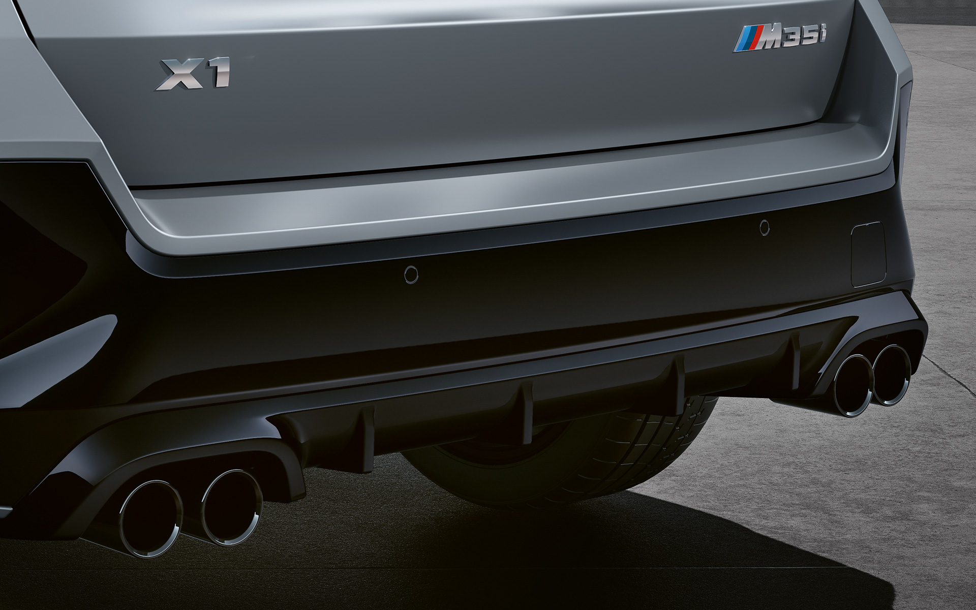 BMW X1 M35i xDrive, detalhe, ponteiras de escape BMW X1 M35i xDrive, exterior, detalhe, ponteiras de escape