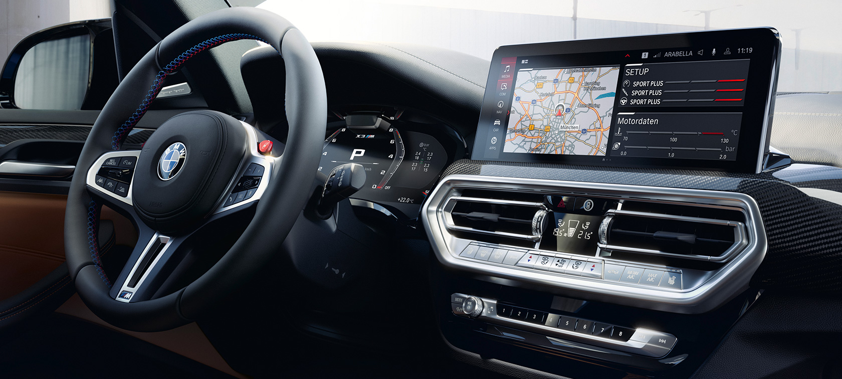 BMW X3 M Competition, F97, LCI, atualização, 2021, cockpit, visor de controlos BMW X3 M Competition, F97, LCI, atualização, 2021, cockpit, visor de controlos