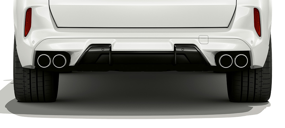 Spoiler traseiro do BMW X5 M, F95 Spoiler traseiro do BMW X5 M, pintura branco Mineral, F95, 2020, SUV, perspetiva traseira