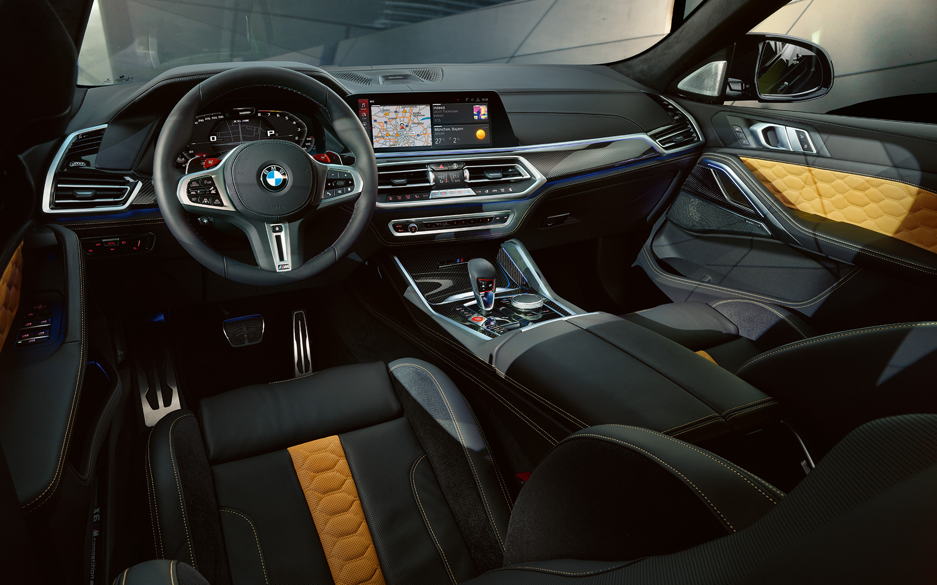 Posto de condução do BMW X6 M Competition, F96 Posto de condução do BMW X6 M Competition, F96, 2020, SUV, interior