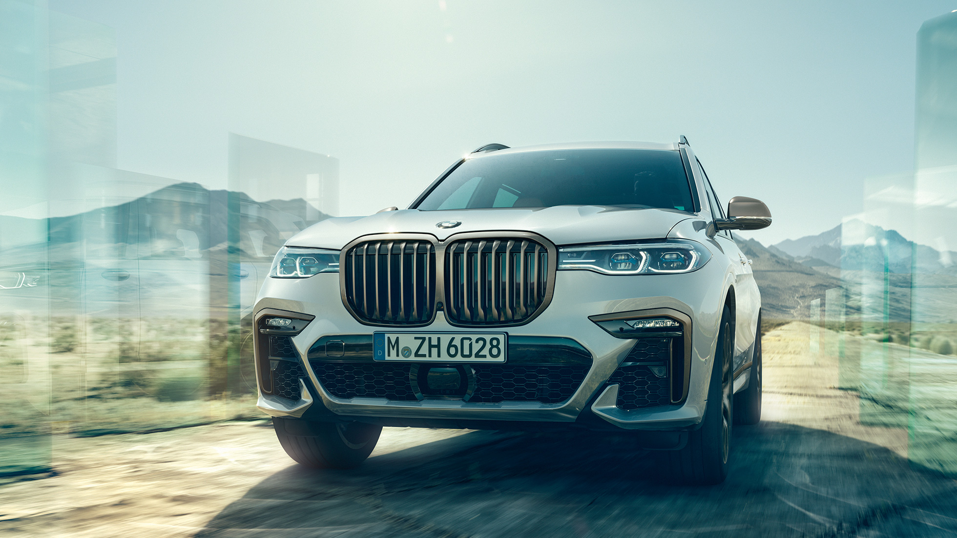BMW X7 M50d, perspetiva frontal BMW X7 M50d em branco Mineral, perspetiva frontal, G07, 2019