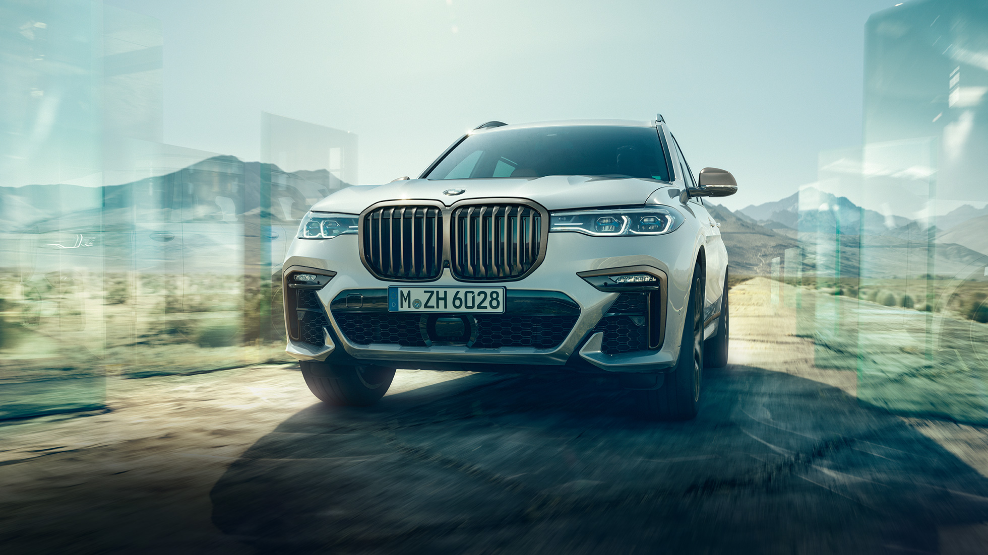 BMW X7 M50d, perspetiva frontal BMW X7 M50d em branco Mineral, perspetiva frontal, G07, 2019