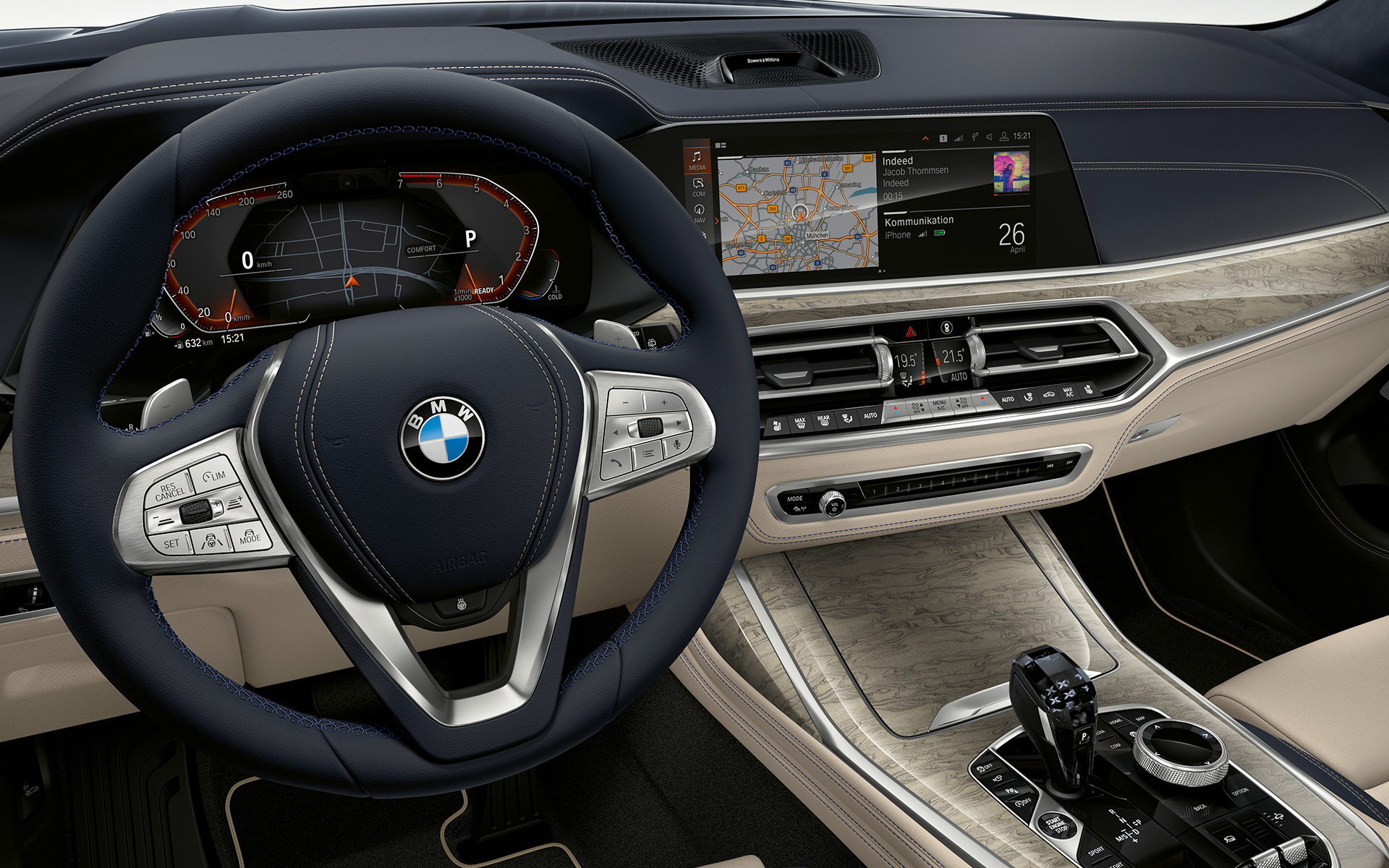 BMW X7 M50i, BMW X7 M50d, G07, 2019, posto de condução, grande plano BMW X7 M50i, BMW X7 M50d, G07, 2019, posto de condução, grande plano